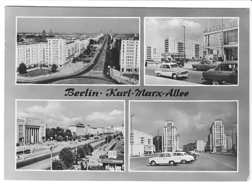 AK, Berlin Mitte / Friedrichshain, Karl-Marx-Allee, vier Abb., 1965