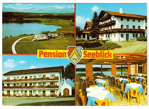 AK, Pelham am See, Café - Pension Seeblick - Gut Förg, vier Abb., 1974