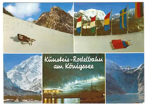 AK, Königsee, Kunsteis-Rodelbahn, fünf Abb., 1989