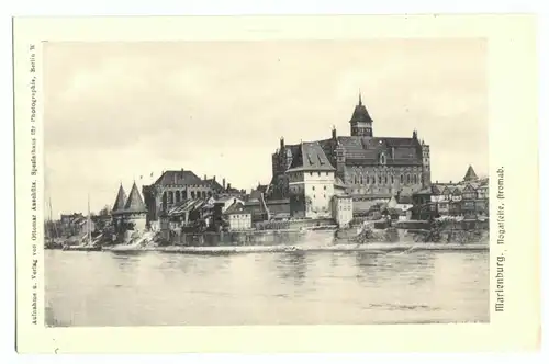 AK, Marienburg Westpr., Malbork, Die Marienburg, Nogatseite stromab, um 1912