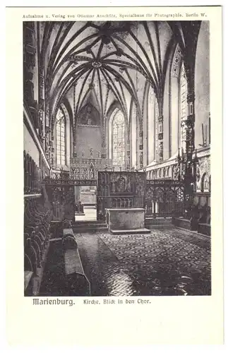 AK, Marienburg Westpr., Malbork, Die Marienburg, Kirche, Blick in den Chor, 1912