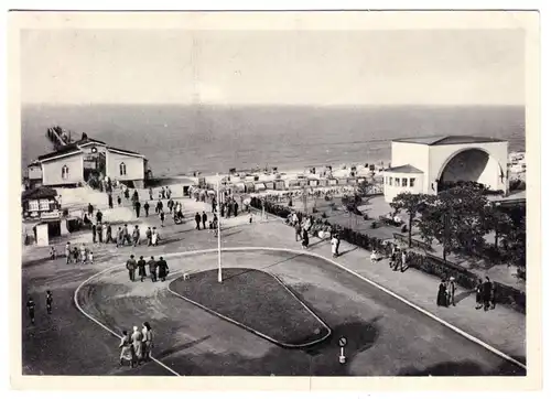 AK, Ostseebad Zinnowitz auf Usedom, Haupteingang zum Strand, 1951
