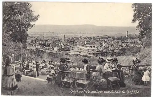 AK, Darmstadt, Ludwigshöhe, Terrasse, belebt, 1912