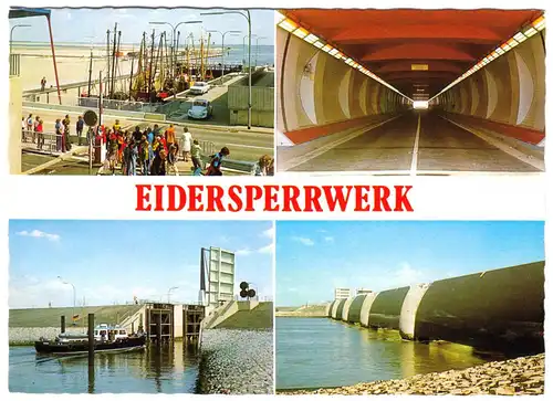 AK, Vollerwiek, Eidersperrwerk, vier Abb., um 1980