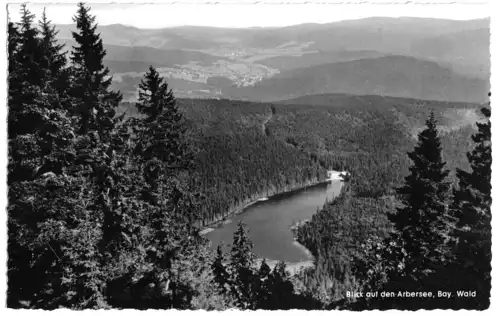 AK, Bayerischer Wald, Blick auf den Arbersee, um 1960