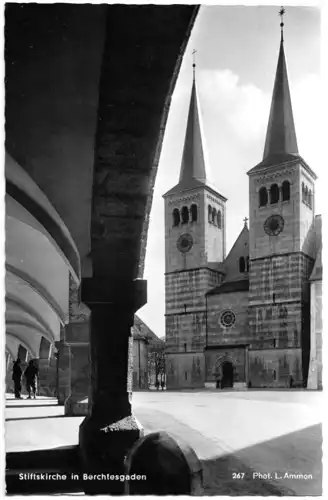 AK, Berchtesgaden, Blick zur Stiftskirche, um 1960