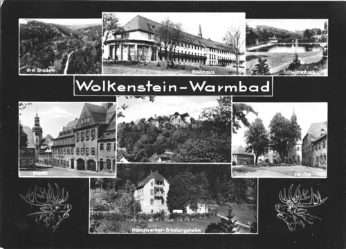 AK, Wolkenstein - Warmbad, sieben Abb., gestaltet, 1966