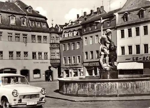 AK, Gera, Markt mit Simsonbrunnen und Stadtapotheke, 1968