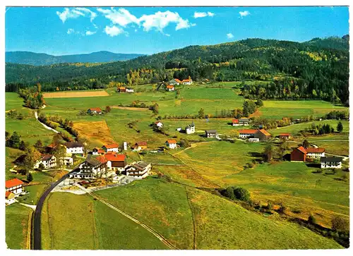 AK, Asbach Post Böberach, Café - Pension Berghaus Monika, Luftbild, 1975