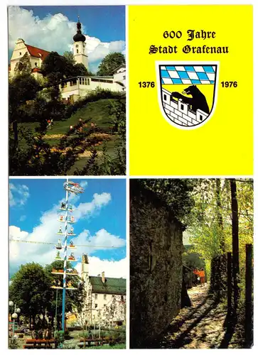 AK, Grafenau, 600 Jahre Stadt Grafenau 1376 - 1976, drei Abb., 1976