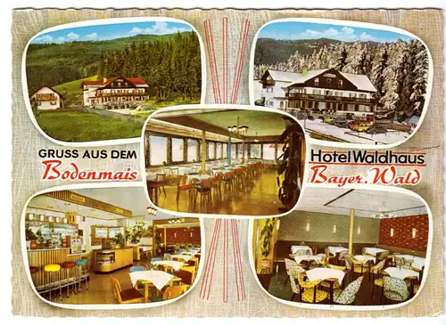 AK, Bodenmais Bayer. Wald, Hotel Waldhaus, fünf Abb., gestaltet, 1962