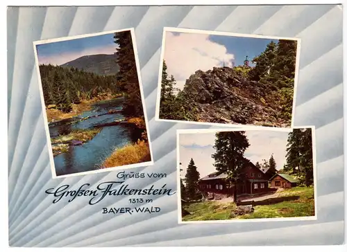AK, Zwiesel, Berg-Schutzhaus Falkenstein, Bayer. Wald, drei Abb., 1970