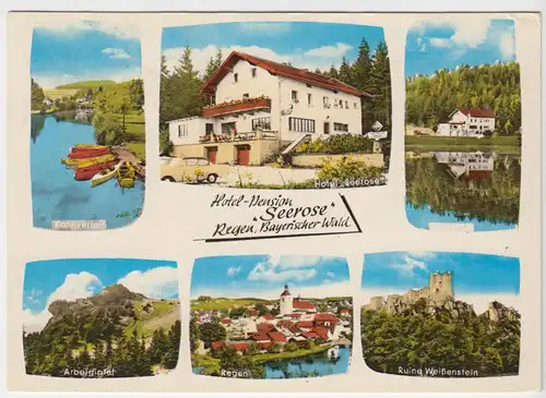 AK, Regen Bayer. Wald, Hotel-Pension "Seerose", sechs Abb., gestaltet, um 1979