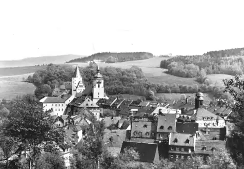 AK, Schwarzenberg Erzgeb., Teilansicht mit Schloß, 1982