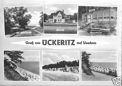 AK, Ückeritz Usedom, sechs Abb. u.a. Bahnhof, 1962