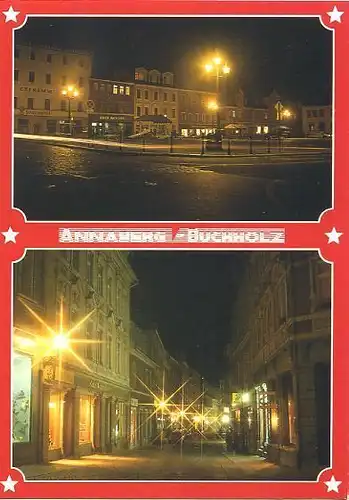 AK, Annaberg - Buchholz, 2 Abb., u.a. Markt bei Nacht