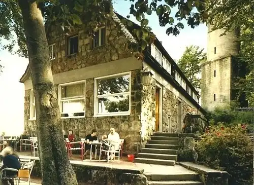 AK, Bad Driburg, Café "Sachsenklause", belebt, 1980