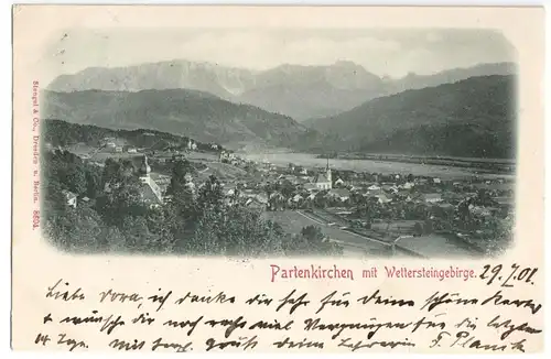 AK, Partenkirchen mit Wettersteingebirge, Gesamtansicht, 1901