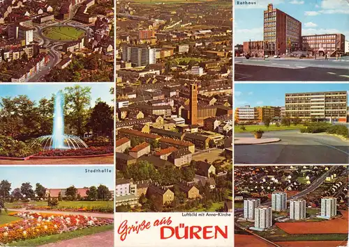 AK, Düren Rheinland, sieben Abb., 1969