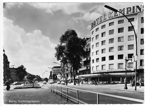 AK, Berlin Charlottenburg, Kurfürstendamm mit Hotel Kempnski, 1960