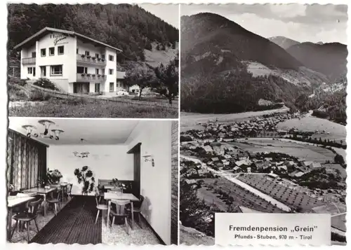 AK, Pfunds-Stuben, Tirol, Fremdempension Grein, drei Abb., um 1965