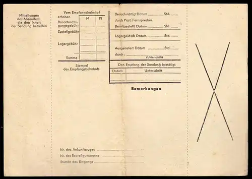 Expreßgutkarte der Deustchen Reichsbahn und zwei Kofferanhänger, blanko, 1977-85