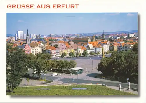 AK, Erfurt, Blick vom  Petersberg auf den Domplatz, um 2000