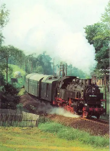 AK, Dampflok 86 1001 vor Personenzug, 1983