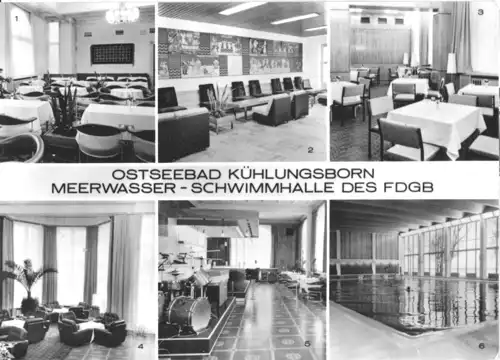 AK, Ostseebad Kühlungsborn, Meerwasser-Schwimmhalle des FDGB, sechs Abb., 1974