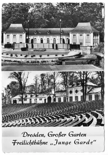 AK, Dresden, Großer Garten, Freilichtbühne "Junge Garde", zwei Abb., 1962