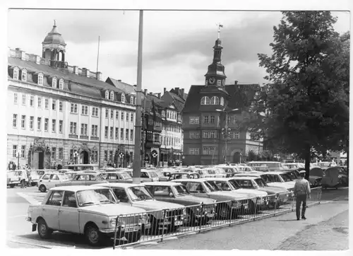 AK, Eisenach, Markt mit Schloß und Rathaus, zahlr. Pkw, 1981