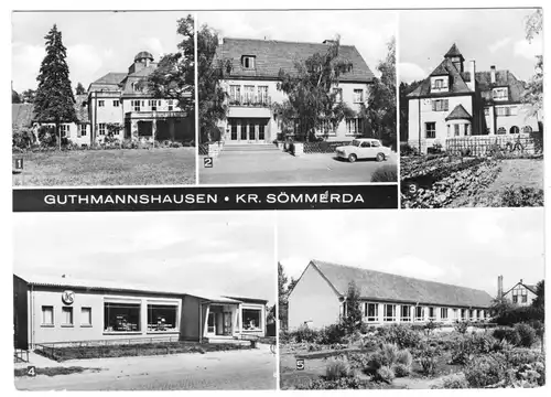 AK, Guthmannshausen Kr. Sömmerda, fünf Abb., u.a. Konsum-Landwarenhaus, 1974