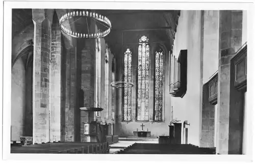 AK, Erfurt, Augustinerkirche, Inneres gegen Westen mit Altar und Kanzel, 1955