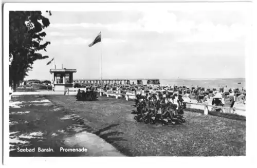 AK, Seebad Bansin auf Usedom, Promende belebt, 1954