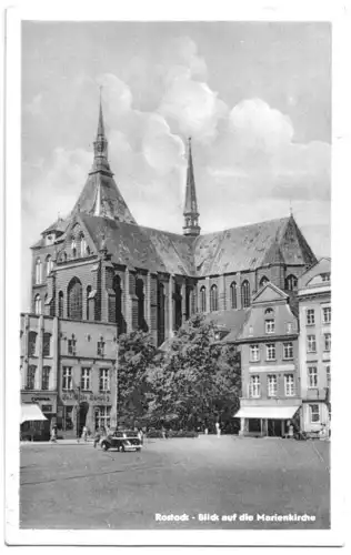 AK, Rostock, Blick zur Marienkirche, 1958