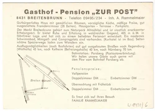 AK, Breitenbrunn Opf., Gasthof - Pension "Zur Post", vier Abb., um 1980