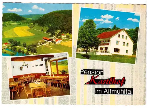 AK, Kastlhof Altmühltal, Post Essing, Pension Kastelhof, drei Abb., 1970