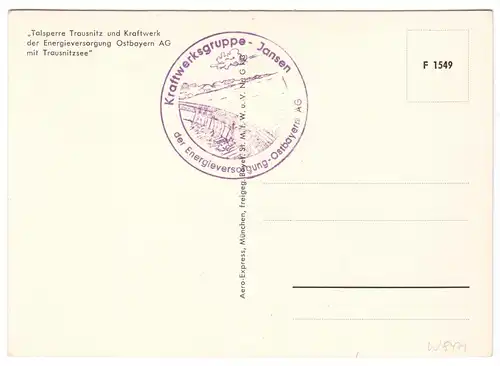 AK, Traunitz, Talsperre Traunitz und Kraftwerk, Luftbildansicht, um 1975