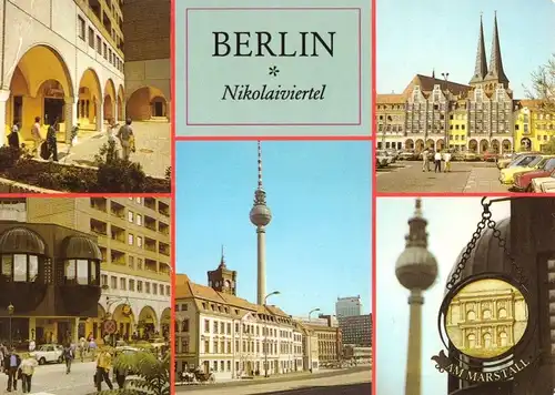 AK, Berlin Mitte, fünf Abb., Partien im Nikolaiviertel, 1987