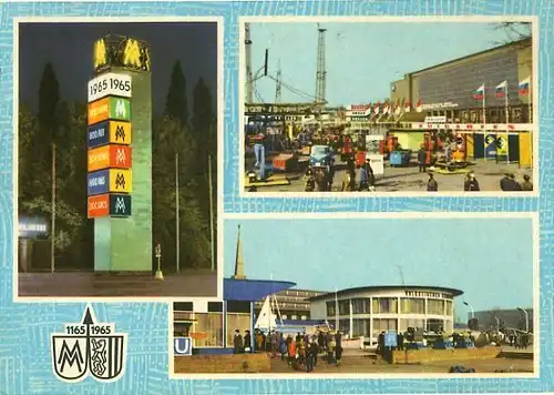 AK, Leipzig, Jubiläums-Messe 1965, drei Abb.,