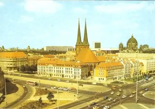 AK, Berlin Mitte, Blick zum Nikolaiviertel, 1989