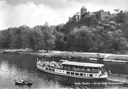 AK, Halle Saale, Burg Giebichenstein und Dampfer, 1965