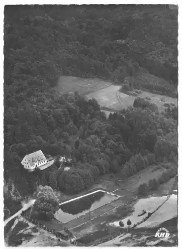 AK, Weißenbrunn, Jugendherberge und Naturbad, Luftbildansicht, um 1958