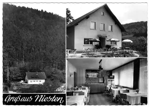 AK, Niesten Post Weismain, Café und Pension "Waldeck", drei Abb., um 1966