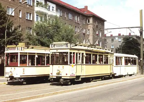 AK, Berlin Prenzlauer Berg, Kniprodeallee, histor. Straßenbahnen, 2000er