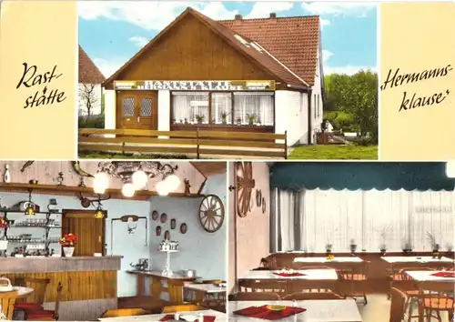AK, Ekelsdorf Pönitz, Raststätte "Hermannsklause", 3 Abb., um 1968