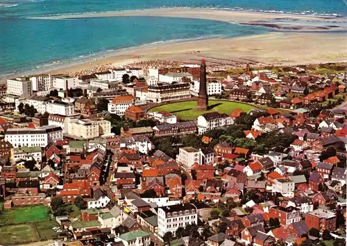 AK, Nordseeheilbad Borkum, Luftbildteilansicht, um 1980