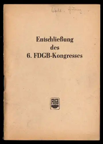 Entschließung des 6. FDGB-Kongresses, 1963