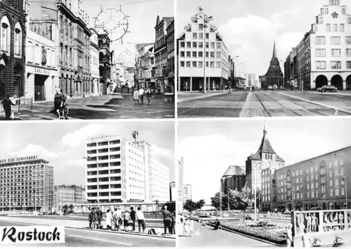 AK, Rostock, vier innerstädtische Abb., 1974