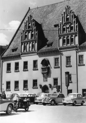 AK, Meißen, Blick zum Rathaus, zeitgen. Pkw, 1963